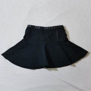 Black Fitted Circle Skirt With Faux Leather Trim